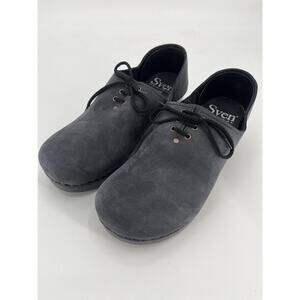 Sven Original Closed Back Tie Clogs Sz 40 Solid Black Swedish Low Heel Base